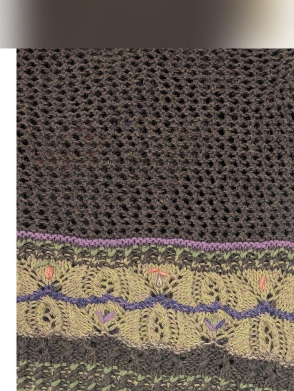 Sigrid Olsen Sport Vintage Fairycore Grannycore Hand Knit Floral Cardigan - Sz L - Picture 5 of 6